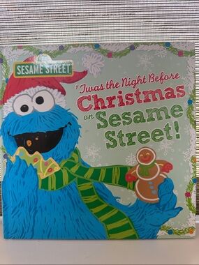 Sesame Street Blue Cookie Monster Holiday Book with Green Scarf